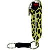Pepper Shot 1.2% MC 1/2 oz pepper spray fashion leatherette holster and quick release keychain cheetah black/yellow